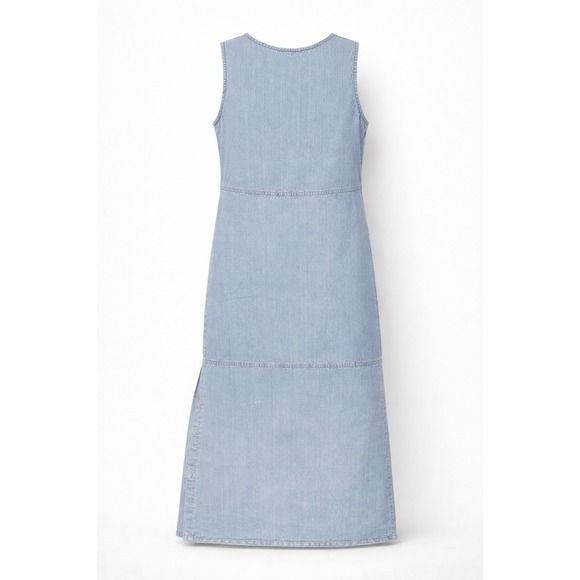 Denim maxi dress sleeveless button slip size medium Boho‎ cottage Toofan Tencel - Picture 2 of 8